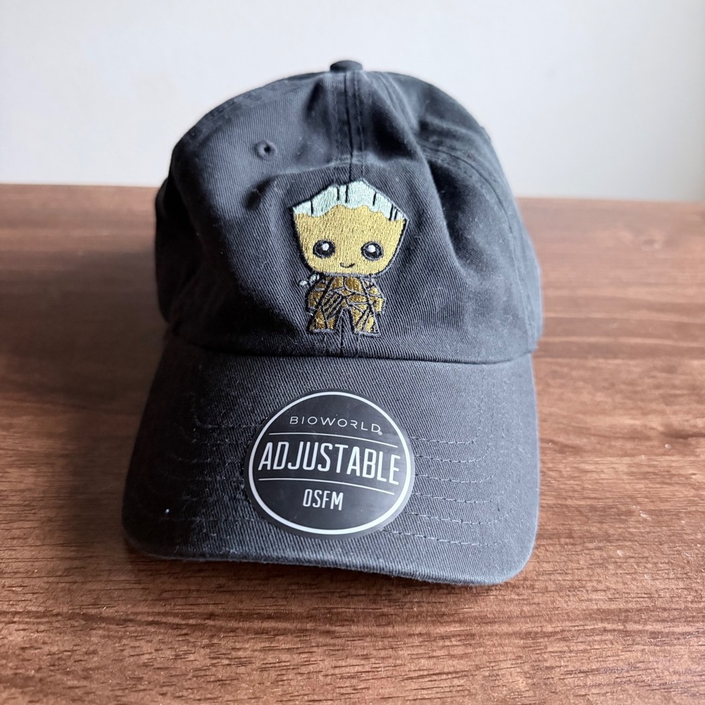 Marvel Groot Bioworld Black Baseball Cap Adjustable Hat Guardians of the Galaxy